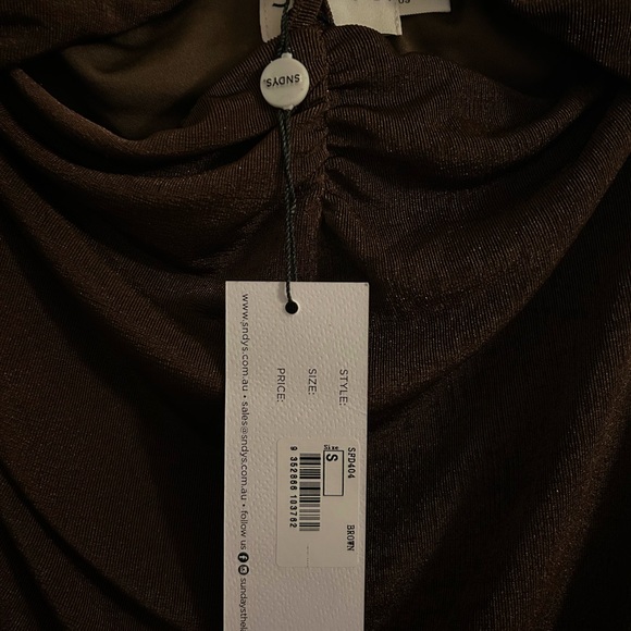 NWT Revolve SNDYS Paris Cutout Mini Dress in Chocolate Brown Size Small - Picture 3 of 3